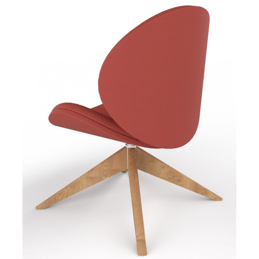 Revive Upholstered Retro Lounge Chair With Wooden Pyramid Base